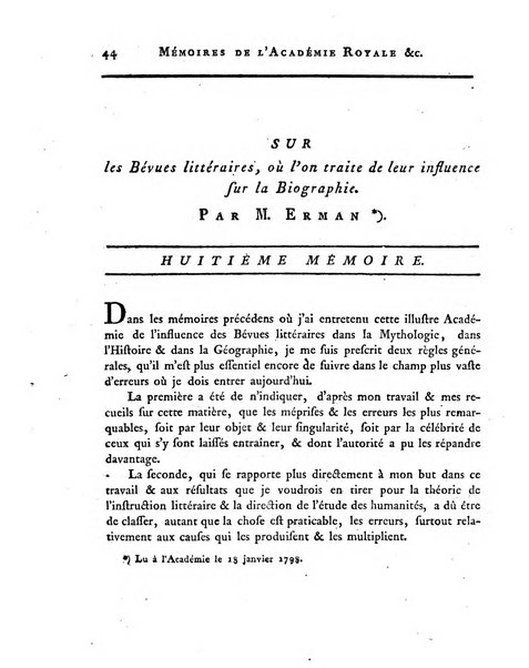 Memoires de l'Academie royale des sciences et belles lettres depuis l'avenement de Frederic Guillaume 2. au throne