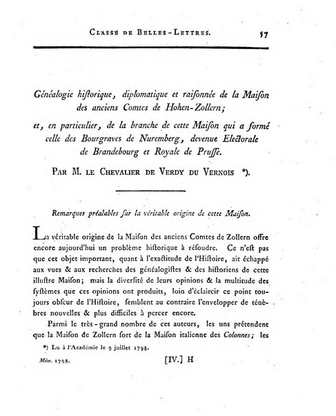 Memoires de l'Academie royale des sciences et belles lettres depuis l'avenement de Frederic Guillaume 2. au throne