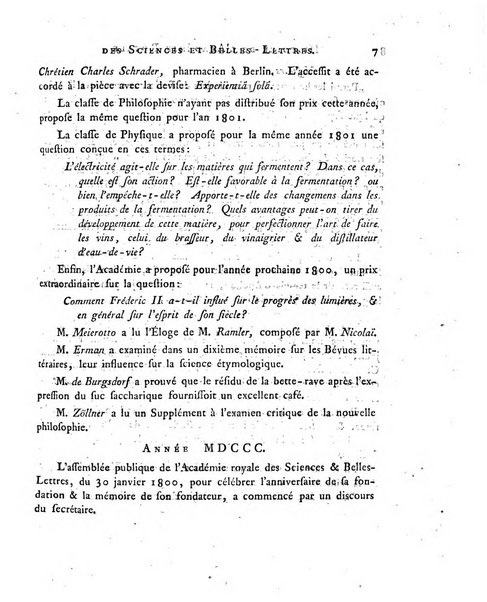 Memoires de l'Academie royale des sciences et belles lettres depuis l'avenement de Frederic Guillaume 2. au throne