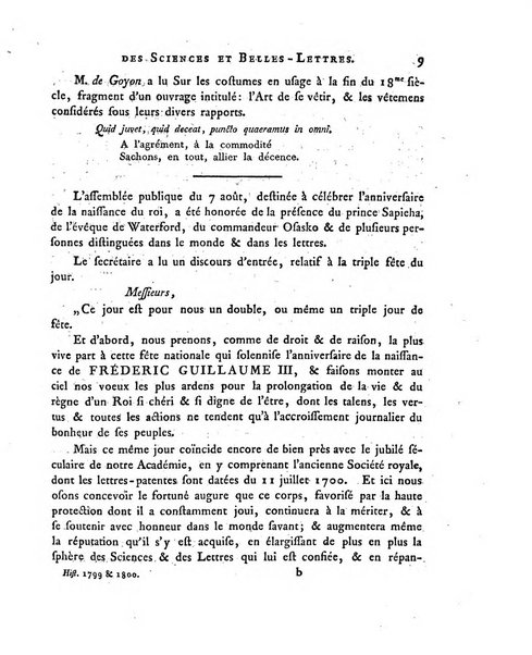 Memoires de l'Academie royale des sciences et belles lettres depuis l'avenement de Frederic Guillaume 2. au throne