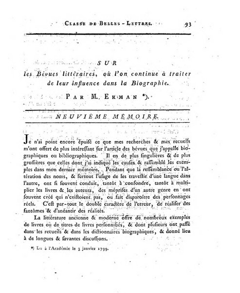 Memoires de l'Academie royale des sciences et belles lettres depuis l'avenement de Frederic Guillaume 2. au throne