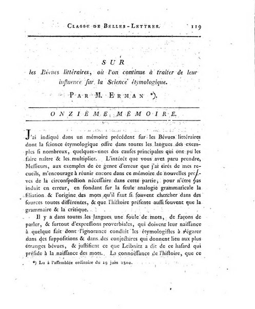 Memoires de l'Academie royale des sciences et belles lettres depuis l'avenement de Frederic Guillaume 2. au throne