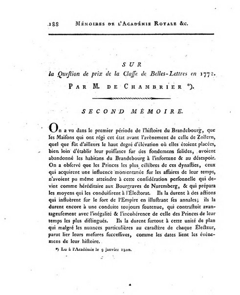 Memoires de l'Academie royale des sciences et belles lettres depuis l'avenement de Frederic Guillaume 2. au throne