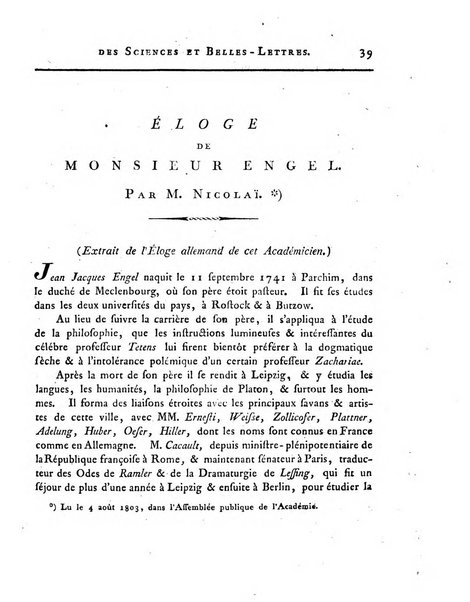 Memoires de l'Academie royale des sciences et belles lettres depuis l'avenement de Frederic Guillaume 2. au throne