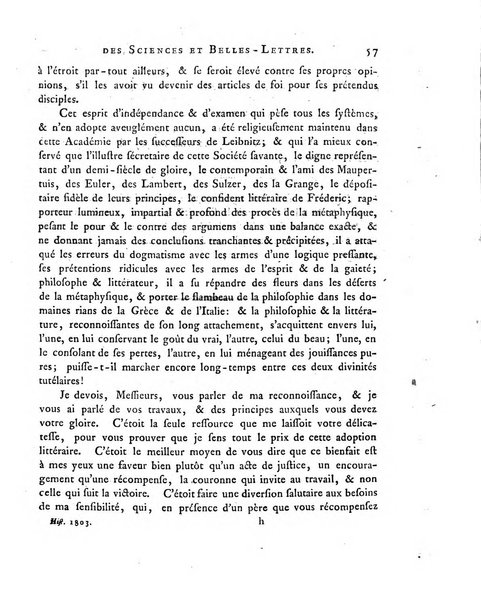 Memoires de l'Academie royale des sciences et belles lettres depuis l'avenement de Frederic Guillaume 2. au throne