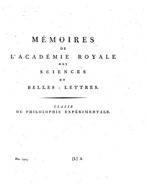 Memoires de l'Academie royale des sciences et belles lettres depuis l'avenement de Frederic Guillaume 2. au throne