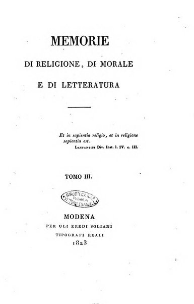 Memorie di religione, di morale e di letteratura