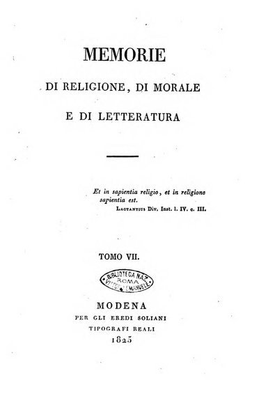 Memorie di religione, di morale e di letteratura