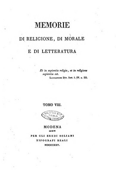 Memorie di religione, di morale e di letteratura