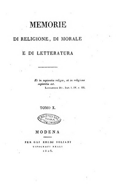 Memorie di religione, di morale e di letteratura