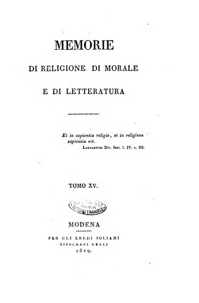 Memorie di religione, di morale e di letteratura