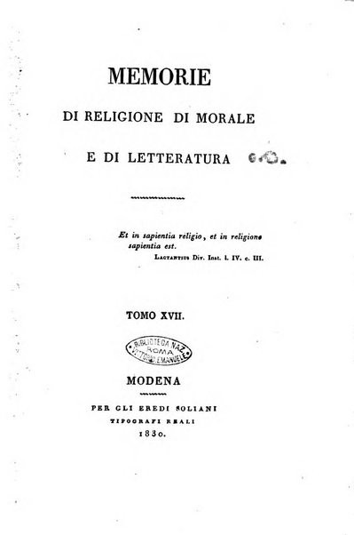 Memorie di religione, di morale e di letteratura