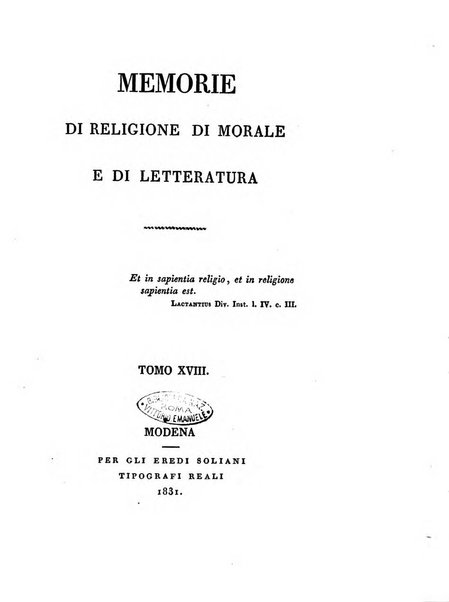 Memorie di religione, di morale e di letteratura