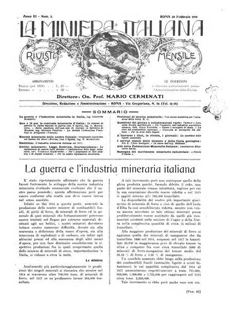 La miniera italiana rivista mensile