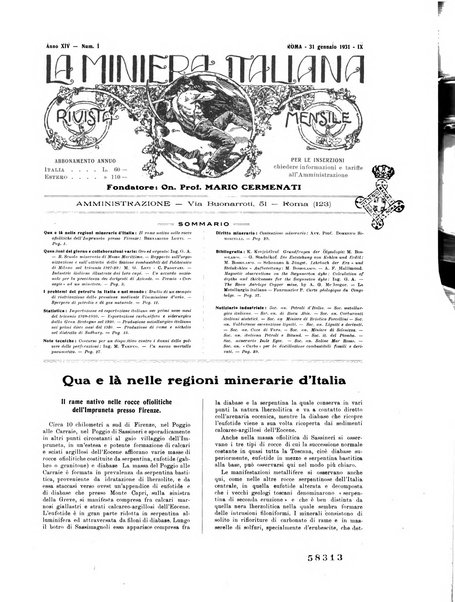 La miniera italiana rivista mensile