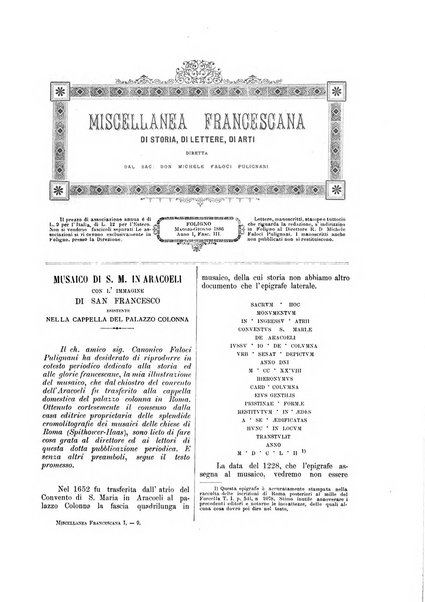 Miscellanea francescana di storia, di lettere, di arti