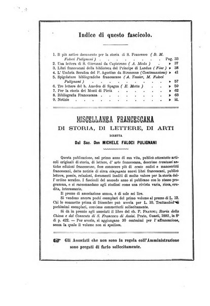 Miscellanea francescana di storia, di lettere, di arti