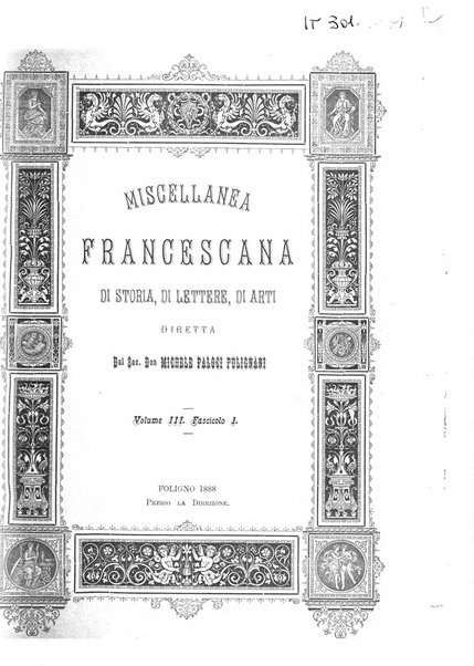 Miscellanea francescana di storia, di lettere, di arti