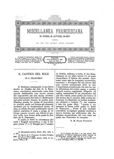 Miscellanea francescana di storia, di lettere, di arti