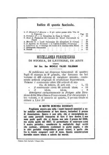 Miscellanea francescana di storia, di lettere, di arti