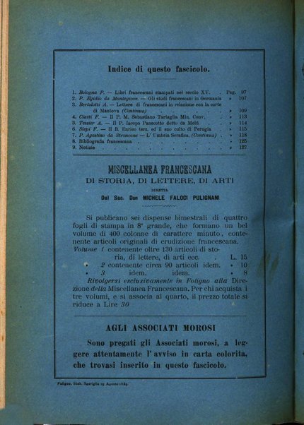 Miscellanea francescana di storia, di lettere, di arti