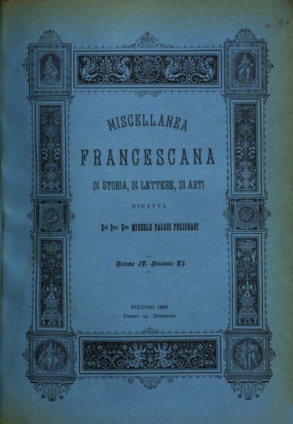 Miscellanea francescana di storia, di lettere, di arti