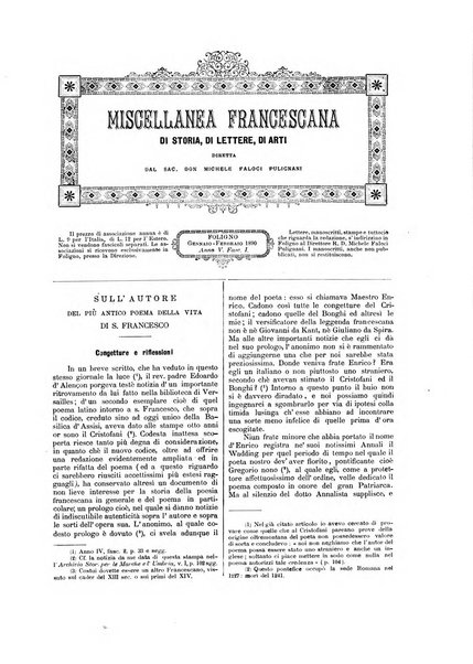 Miscellanea francescana di storia, di lettere, di arti