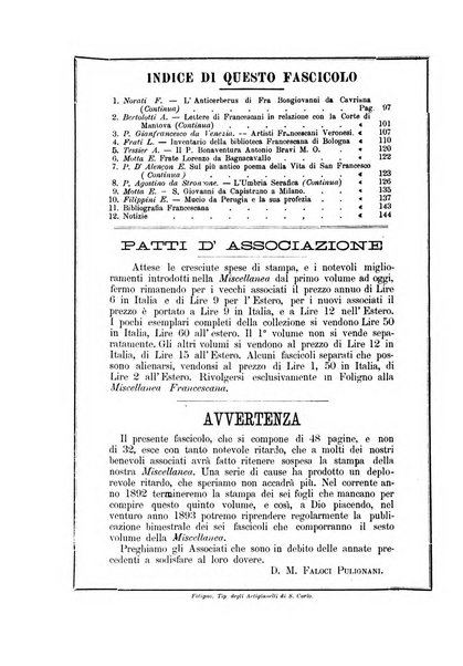 Miscellanea francescana di storia, di lettere, di arti