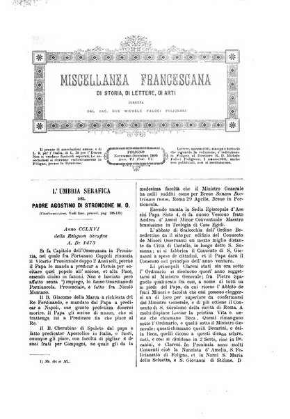 Miscellanea francescana di storia, di lettere, di arti