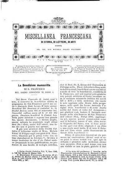 Miscellanea francescana di storia, di lettere, di arti