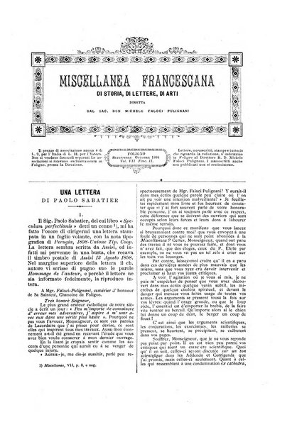 Miscellanea francescana di storia, di lettere, di arti