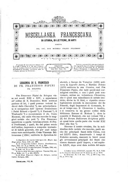 Miscellanea francescana di storia, di lettere, di arti