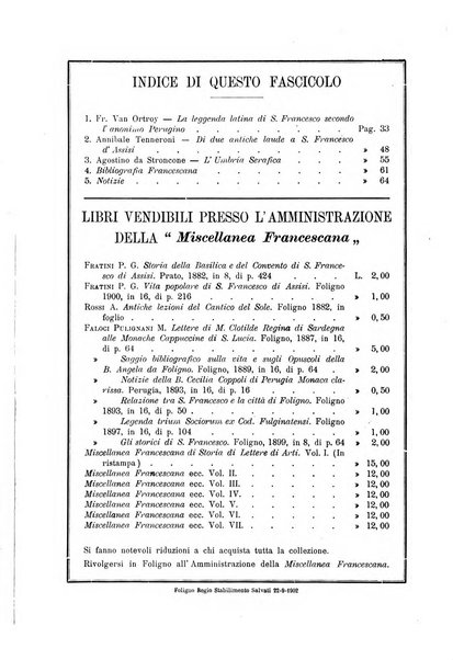 Miscellanea francescana di storia, di lettere, di arti