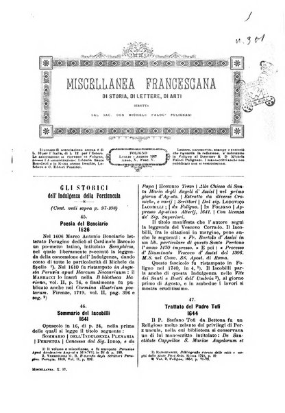 Miscellanea francescana di storia, di lettere, di arti