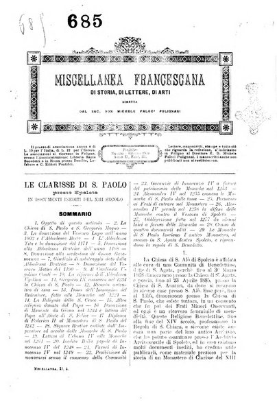 Miscellanea francescana di storia, di lettere, di arti