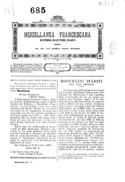 Miscellanea francescana di storia, di lettere, di arti