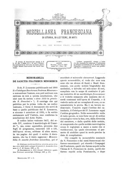 Miscellanea francescana di storia, di lettere, di arti