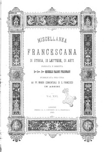 Miscellanea francescana di storia, di lettere, di arti