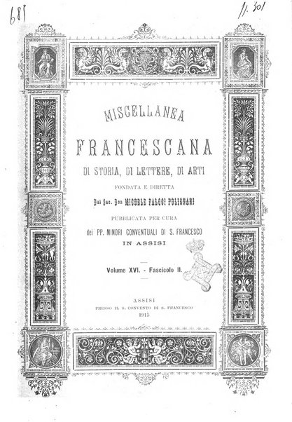 Miscellanea francescana di storia, di lettere, di arti