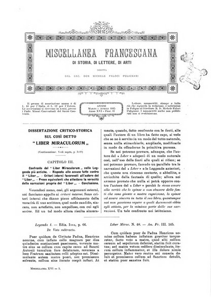 Miscellanea francescana di storia, di lettere, di arti