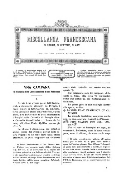 Miscellanea francescana di storia, di lettere, di arti