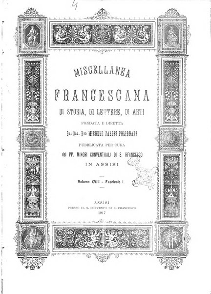 Miscellanea francescana di storia, di lettere, di arti