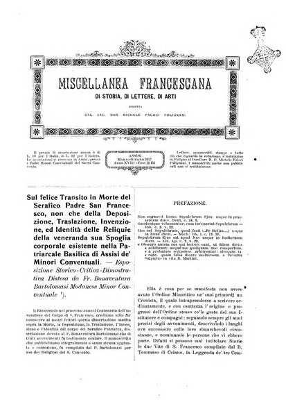 Miscellanea francescana di storia, di lettere, di arti