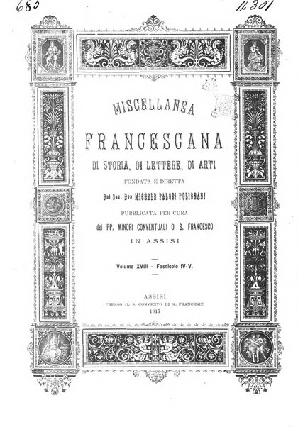 Miscellanea francescana di storia, di lettere, di arti