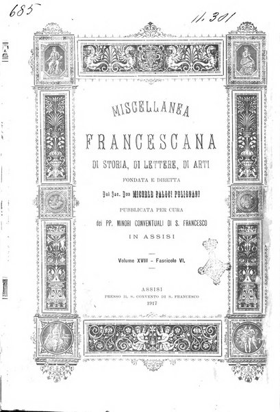 Miscellanea francescana di storia, di lettere, di arti