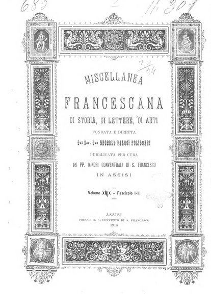 Miscellanea francescana di storia, di lettere, di arti