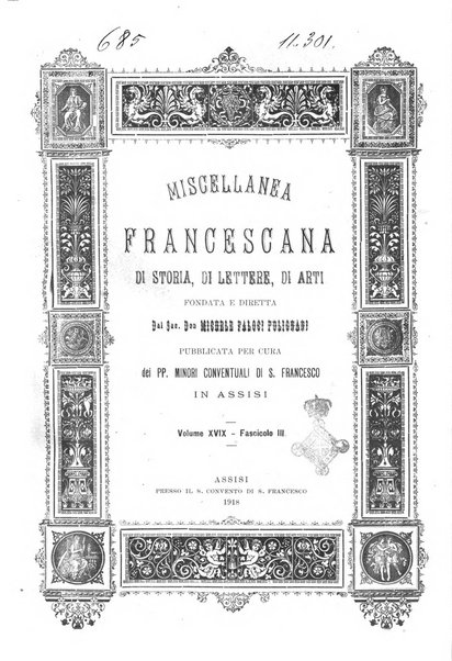 Miscellanea francescana di storia, di lettere, di arti