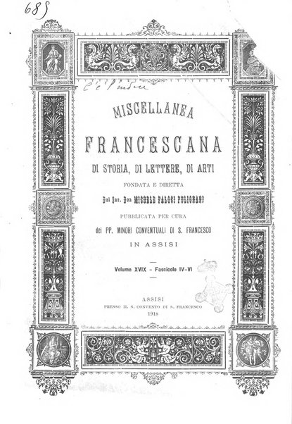 Miscellanea francescana di storia, di lettere, di arti