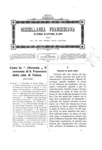 Miscellanea francescana di storia, di lettere, di arti