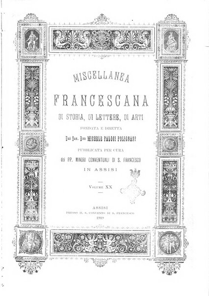 Miscellanea francescana di storia, di lettere, di arti